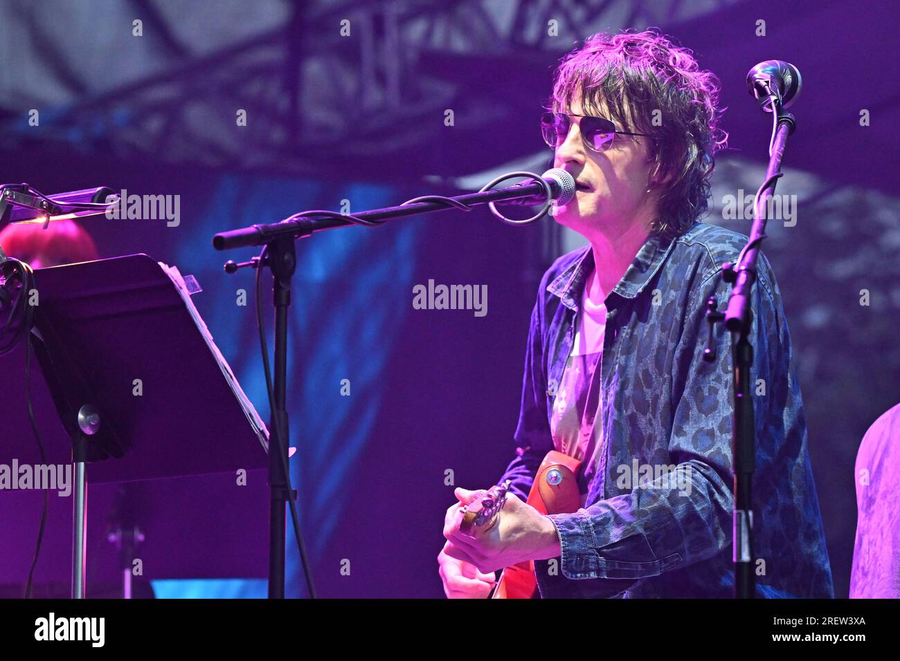 Brno, Czech Republic. 29th July, 2023. Jason Pierce of Spiritulized music band performs during the Pop Messe international music festival, on July 29, 2023, in Brno, Czech Republic. Credit: Vaclav Salek/CTK Photo/Alamy Live News Stock Photo