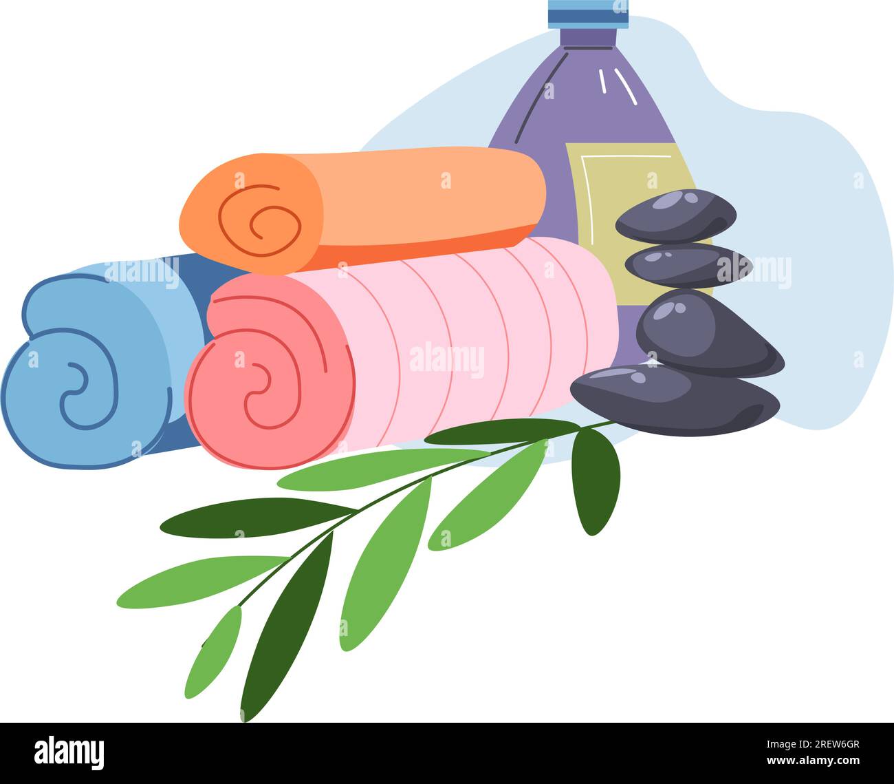 Spa salon supplies, towel and lotion hot stones Stock Vector Image