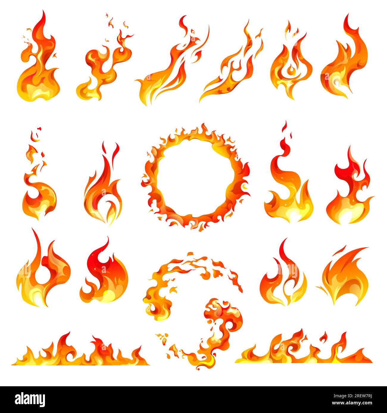 Fire and flames, circle frame and blazing burning Stock Vector Image