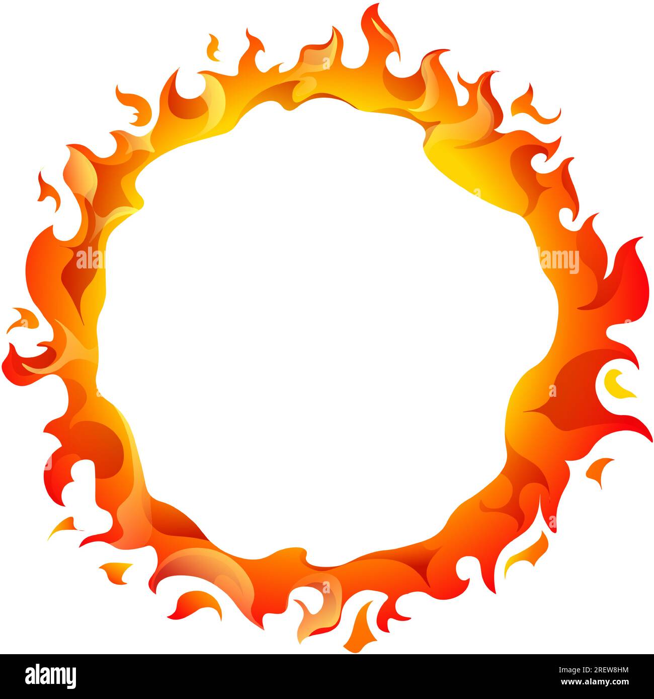 Burning Circle Tongue Of Flames Fire Frame Vector Stock Vector Image 