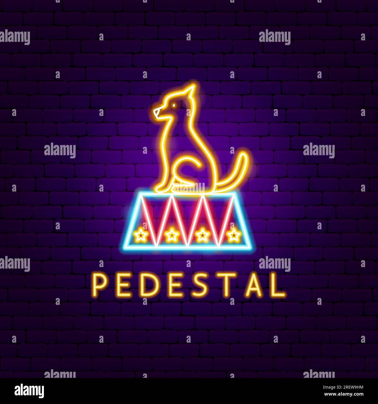 Dog Pedestal Neon Label Stock Vector Image & Art Alamy