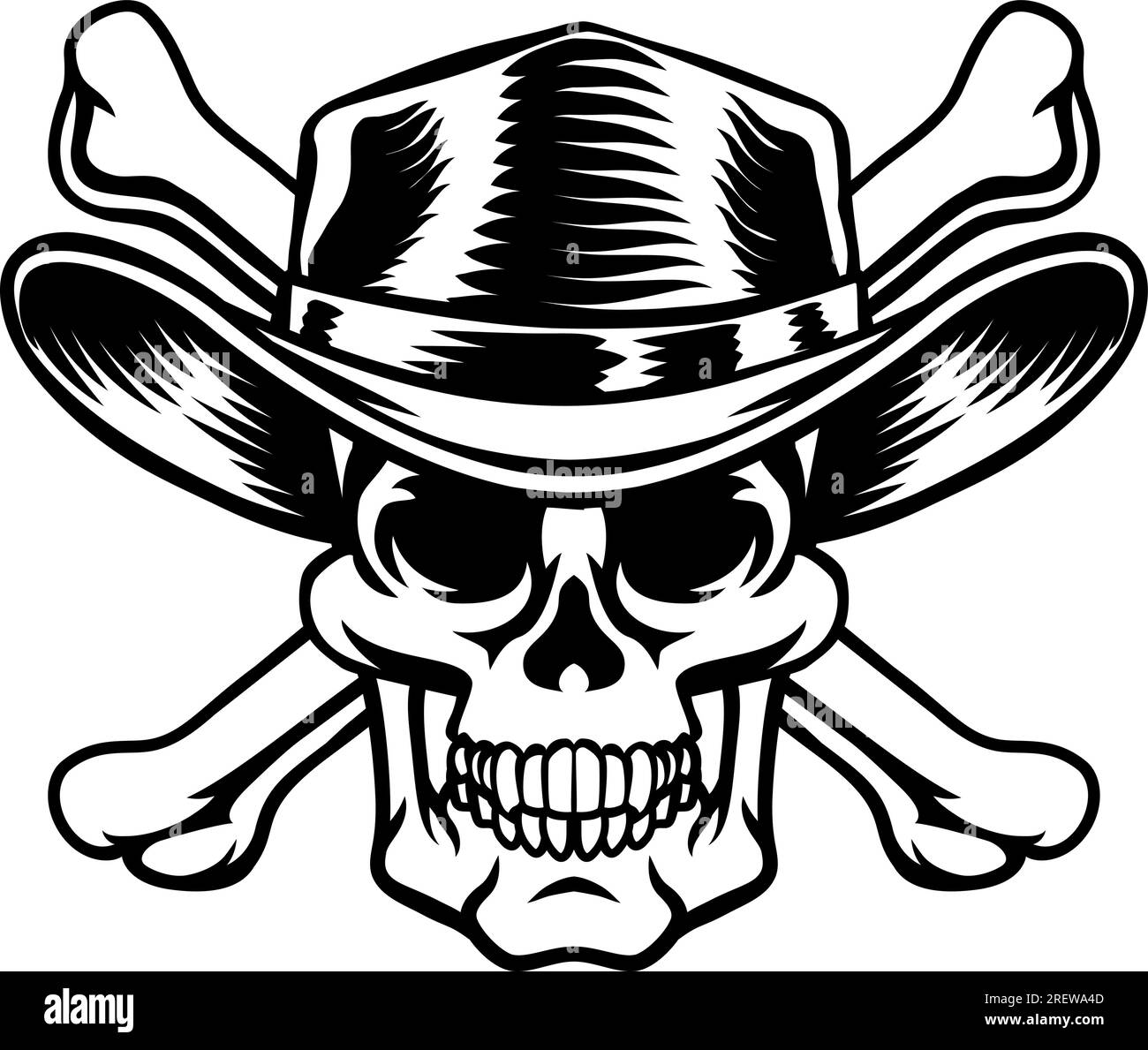 Cowboy Hat Western Skull Pirate Cross Bones Stock Vector Image & Art