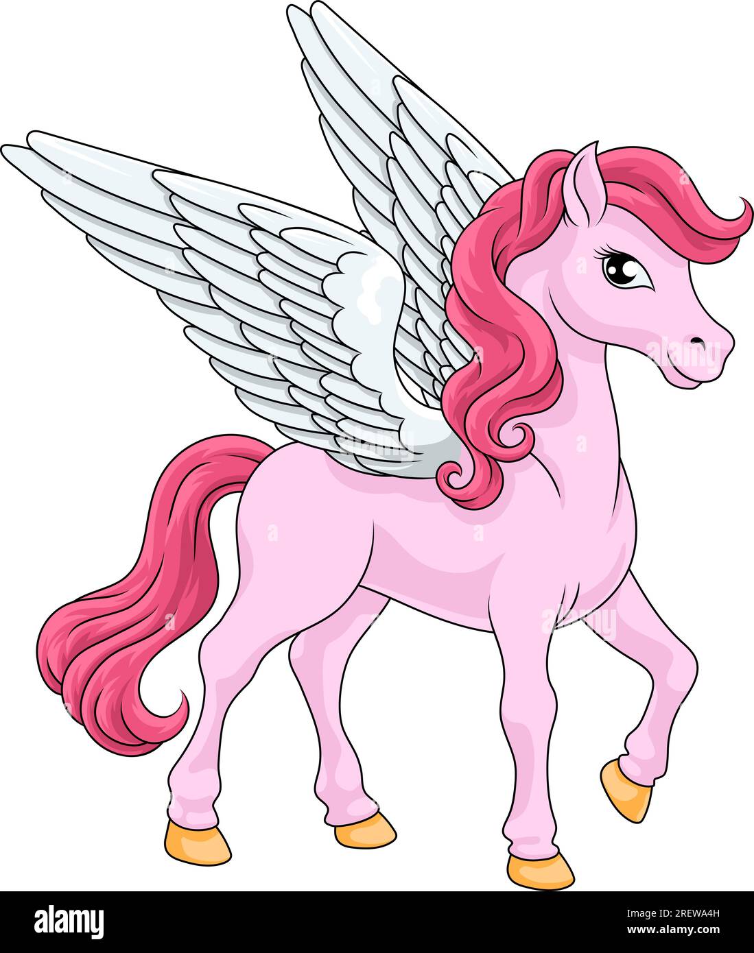 Pegasus Wings Horse Cartoon Animal Illustration Stock Vector