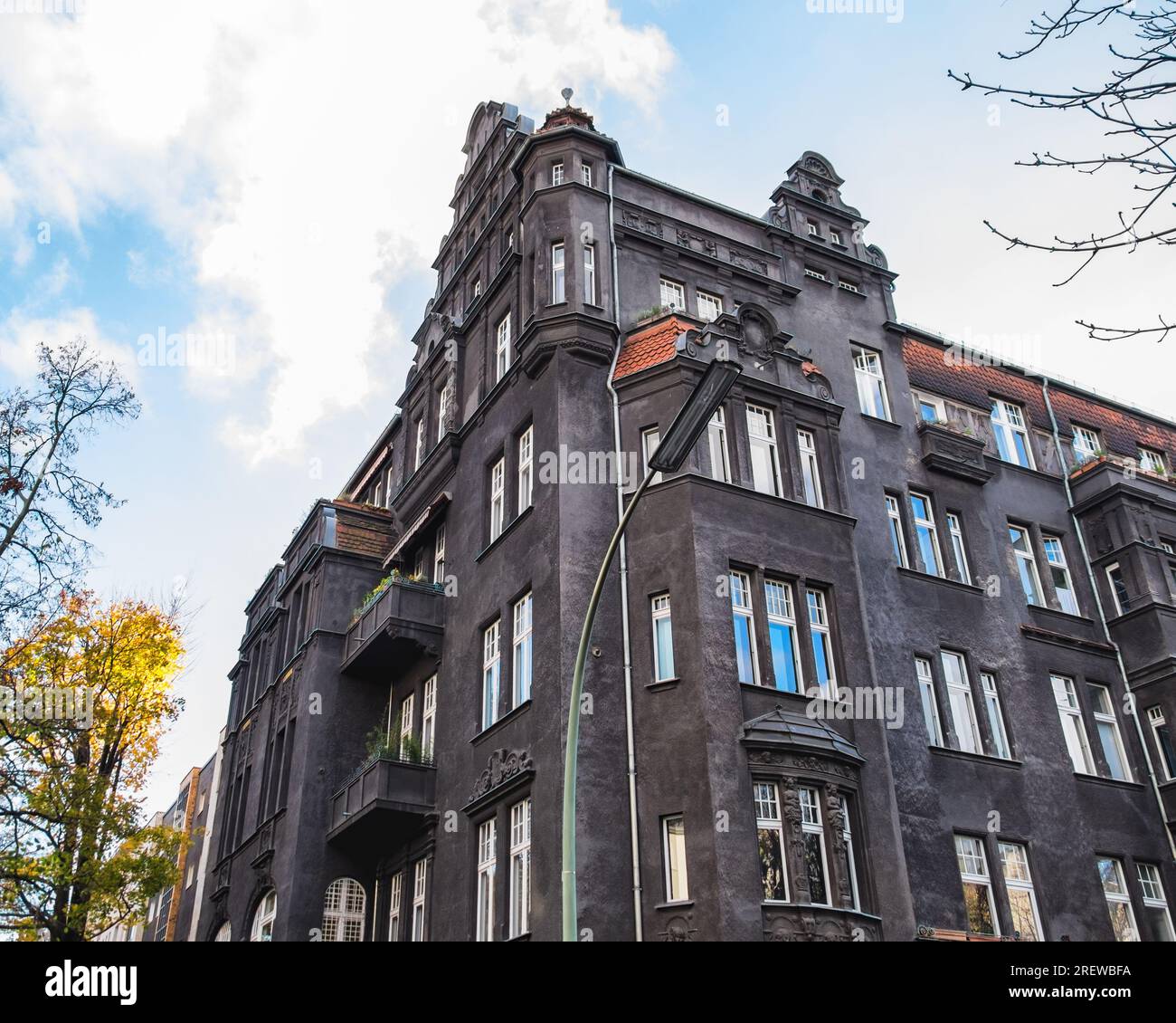 Elegant apartment building exterior , Historic Listed Building. Landhuter Strase 15, Schöneberg, Berlin Stock Photo