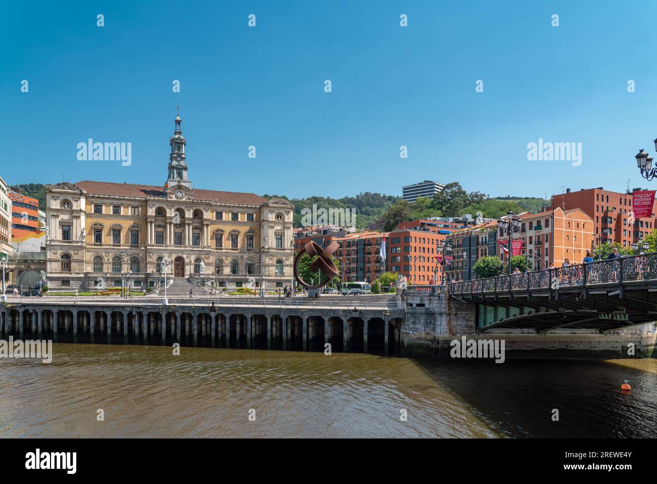 Beautiful City Hall building of the Bilbao city, built in Baroque style ...