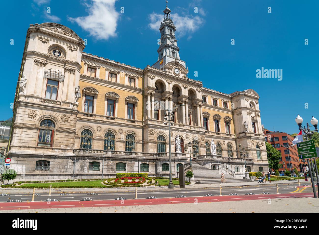 Beautiful City Hall building of the Bilbao city, built in Baroque style ...