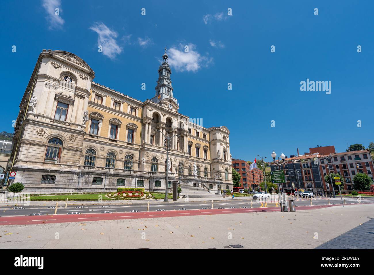 Beautiful City Hall building of the Bilbao city, built in Baroque style ...