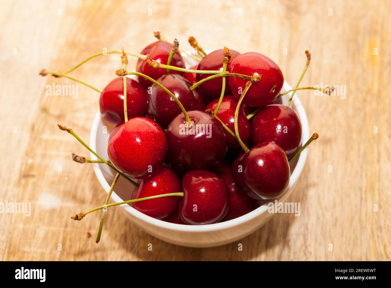 delicious sweet cherries covered with water droplets, harvested sweet
