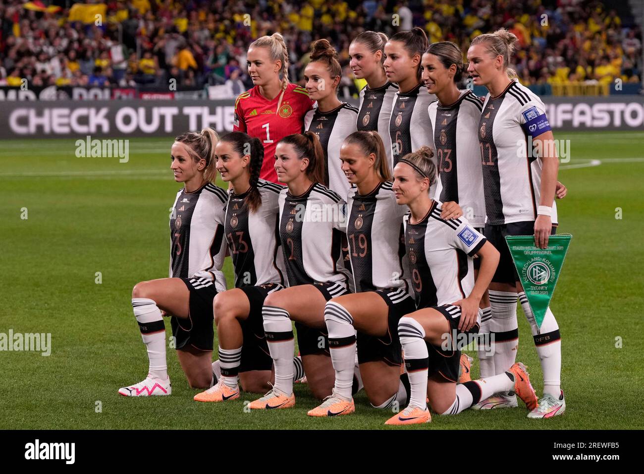 Germany players pose before the Women's World Cup Group H soccer match ...