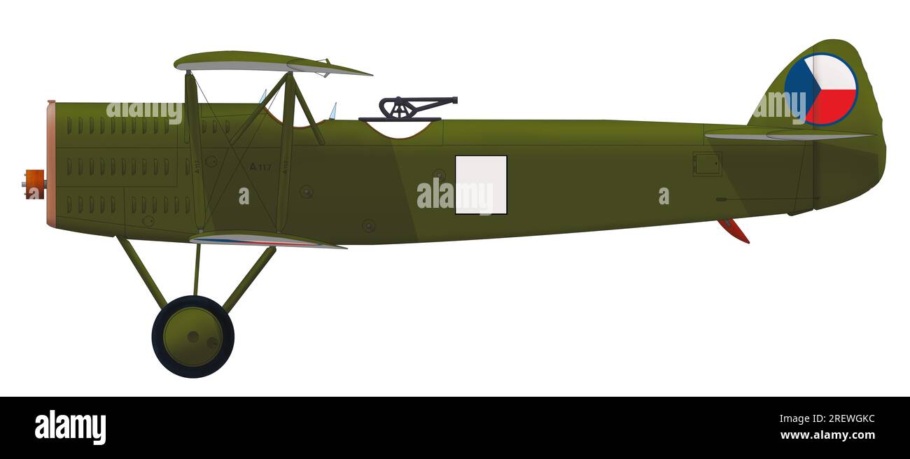 Aero A.11.7 of the Military Aviation School Prostějov of the Czechoslovak Army Air Force, October 1928 Stock Photo