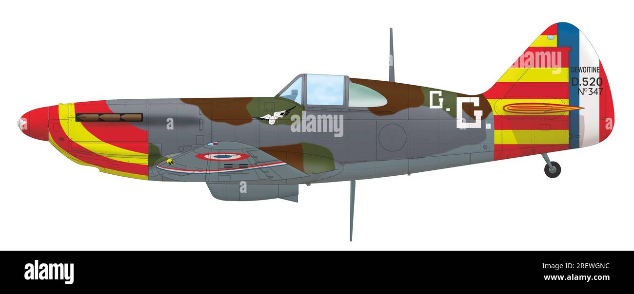 Dewoitine D.520 of the GC II/7 of the Vichy French Air Force piloted by Gabriel Gauthier, October 1942 Stock Photo