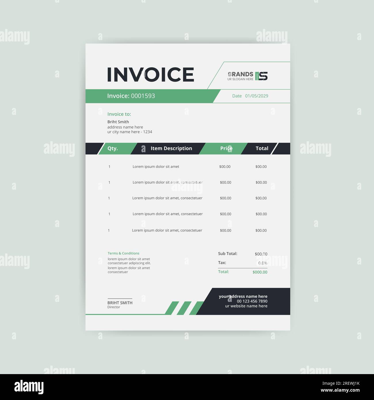 Professional creative simple Business and corporate modern invoice template design Stock Vector