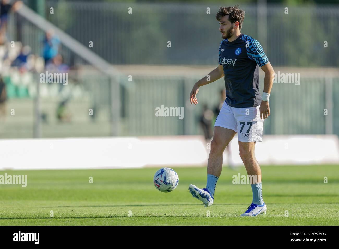SSC Napoli’s forward Khvicha Kvaratskhelia controls the ball before friendly match SSC Napoli vs SSC Napoli’s forward Khvicha Kvaratskhelia controls the ball before friendly match SSC Napoli vs