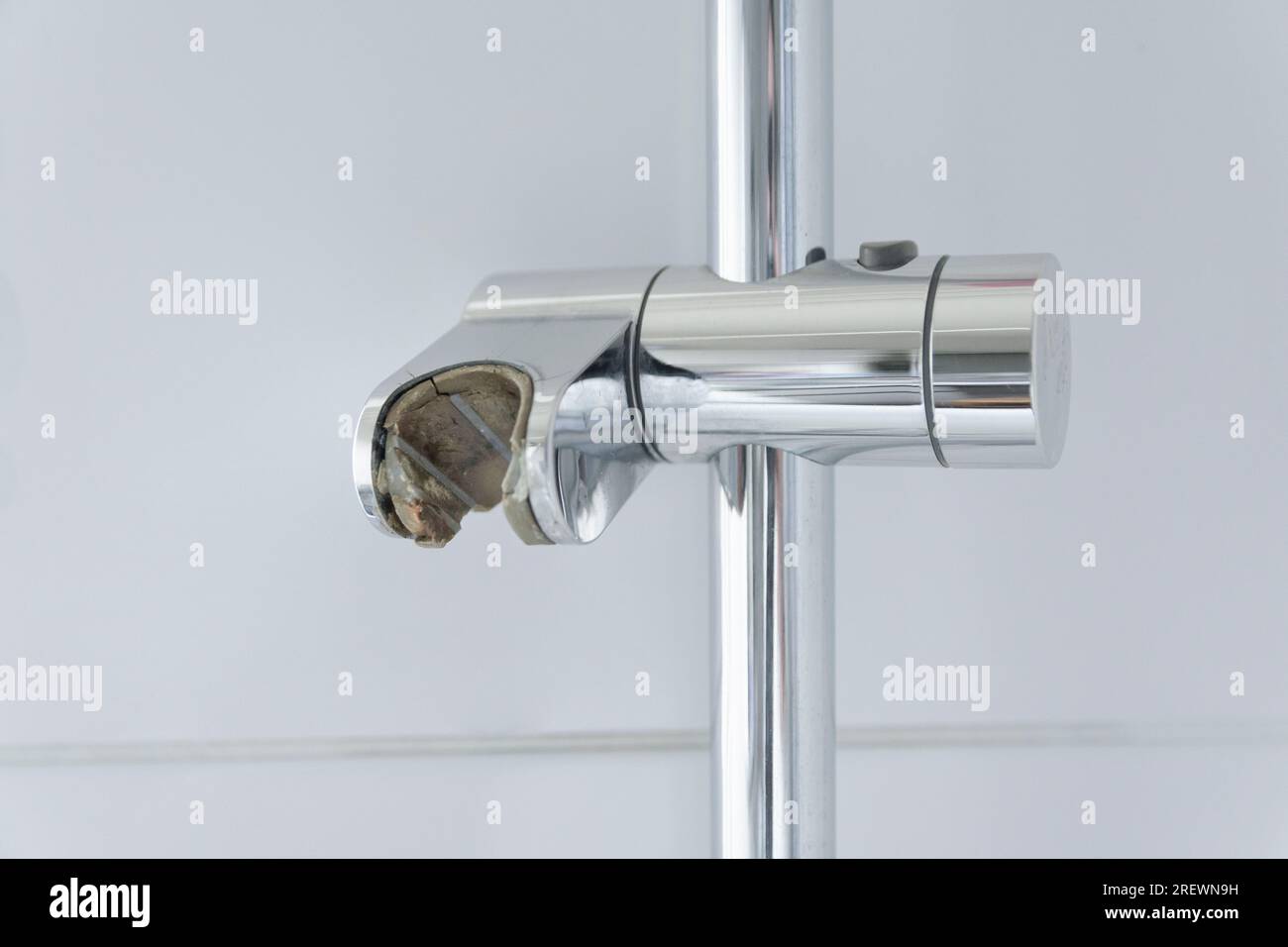 Worn out rubber for the shower holders. Close-up Stock Photo