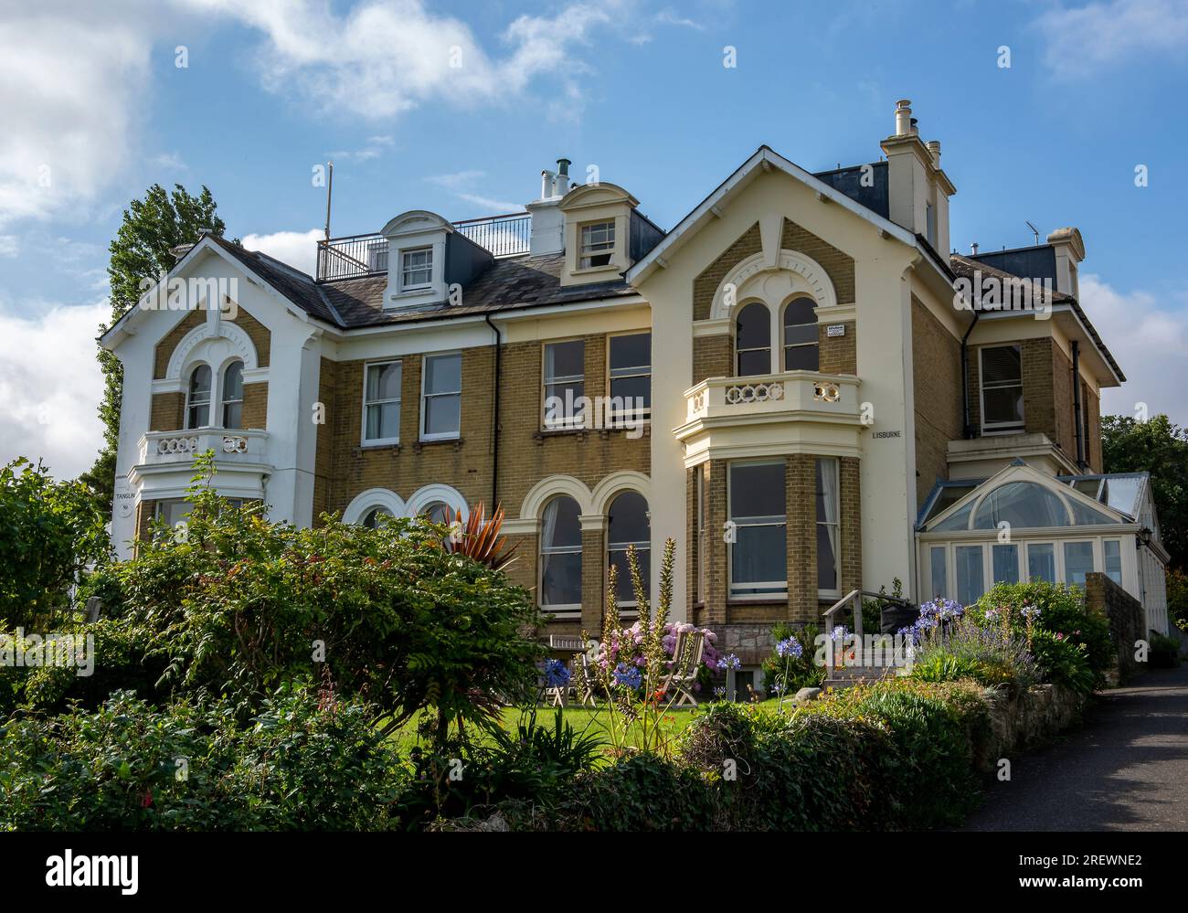 large edwardian houses on the seafront at cowes on the isle of wight uk