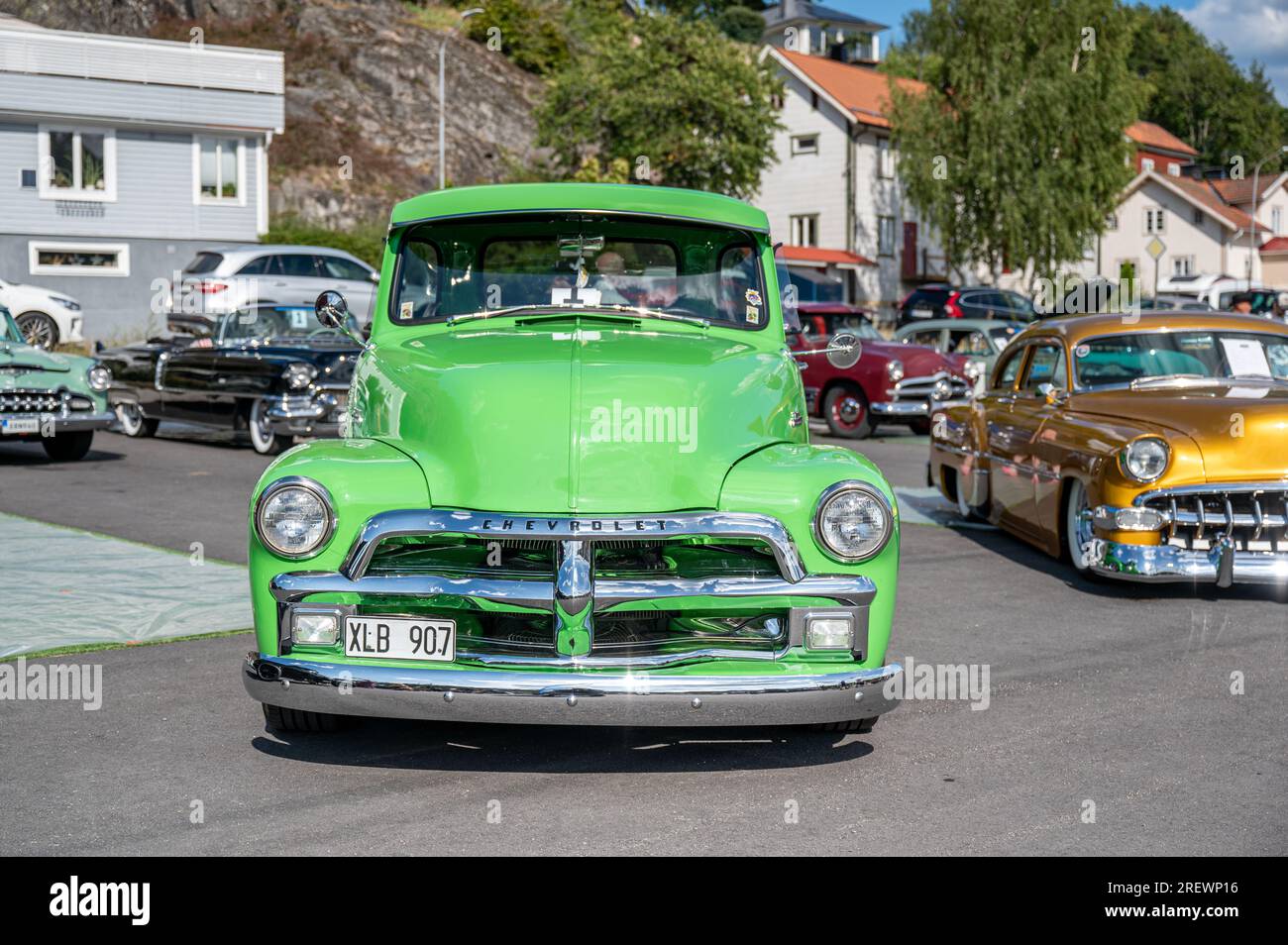 Chevrolet Pick-Up 3100 from 1954 at the Classic festival held July 28-29, 2023 in Swedish Baltic Sea town Valdemarsvik displays vintage vehicles Stock Photo