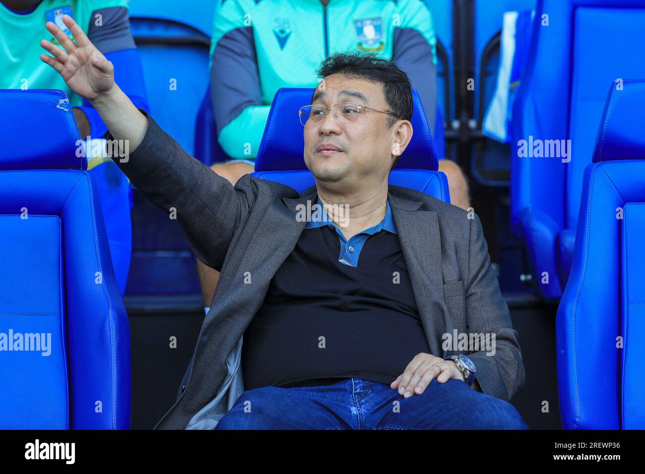 Sheffield, UK. 29th July, 2023. Dejphon Chansiri gestures during the Sheffield Wednesday FC vs Luton Town FC Pre-Season Friendly at Hillsborough Stadium, Sheffield, United Kingdom on 29 July 2023 Credit: Every Second Media/Alamy Live News Stock Photo