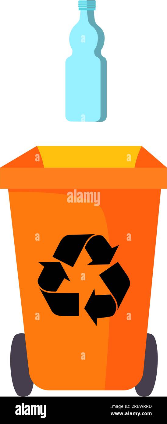 Orange trash bin and bottle Stock Vector Image & Art - Alamy