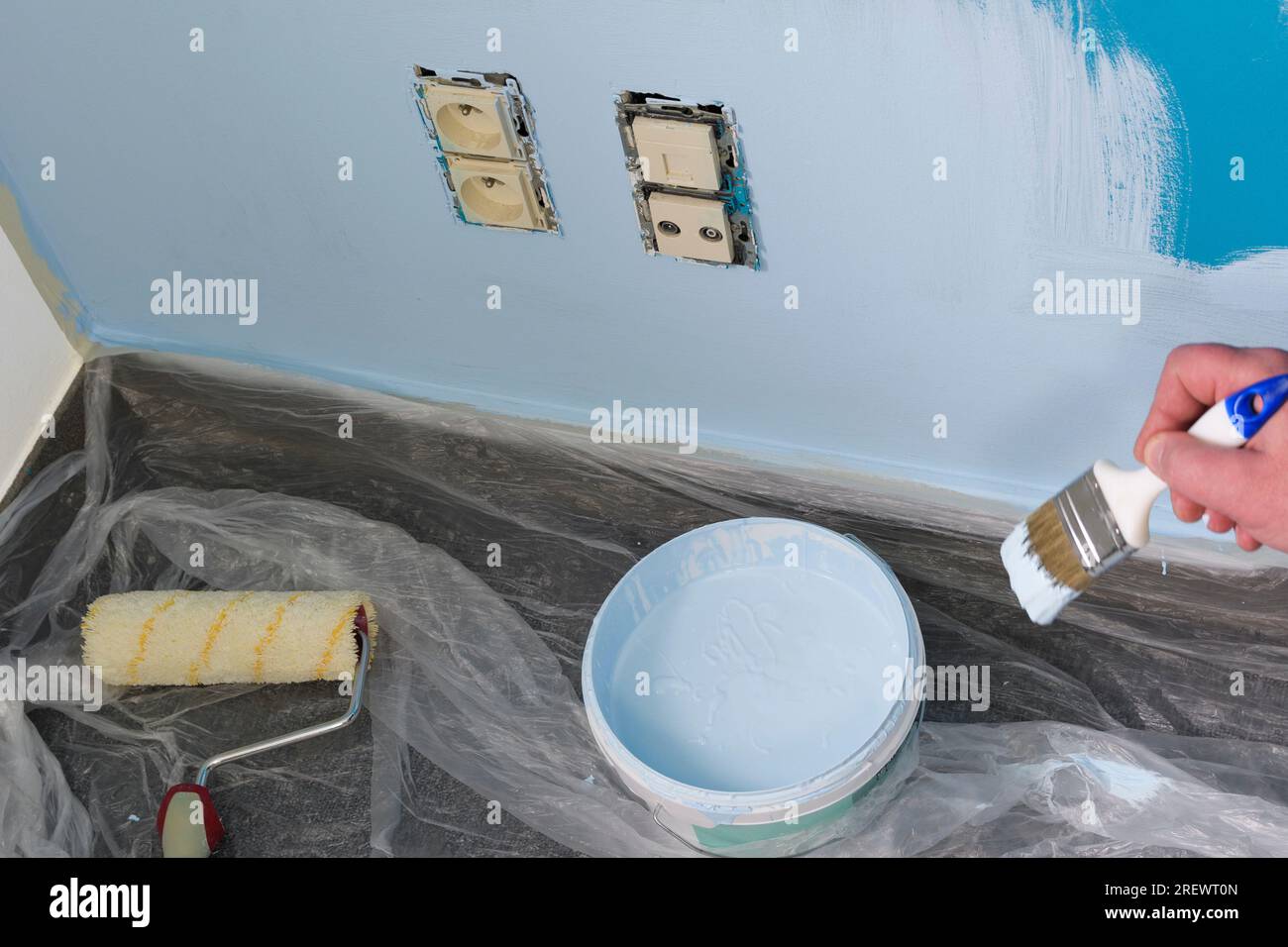 Painting around electrical outlets. removed power socket frame for wall