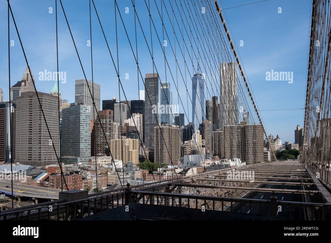 Architectural detail of the Brooklyn Bridge, a hybrid cablestayed