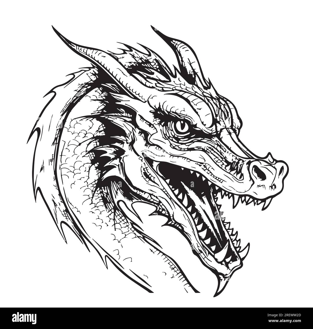 Dragon mystical sketch drawn in doodle style vector Stock Vector