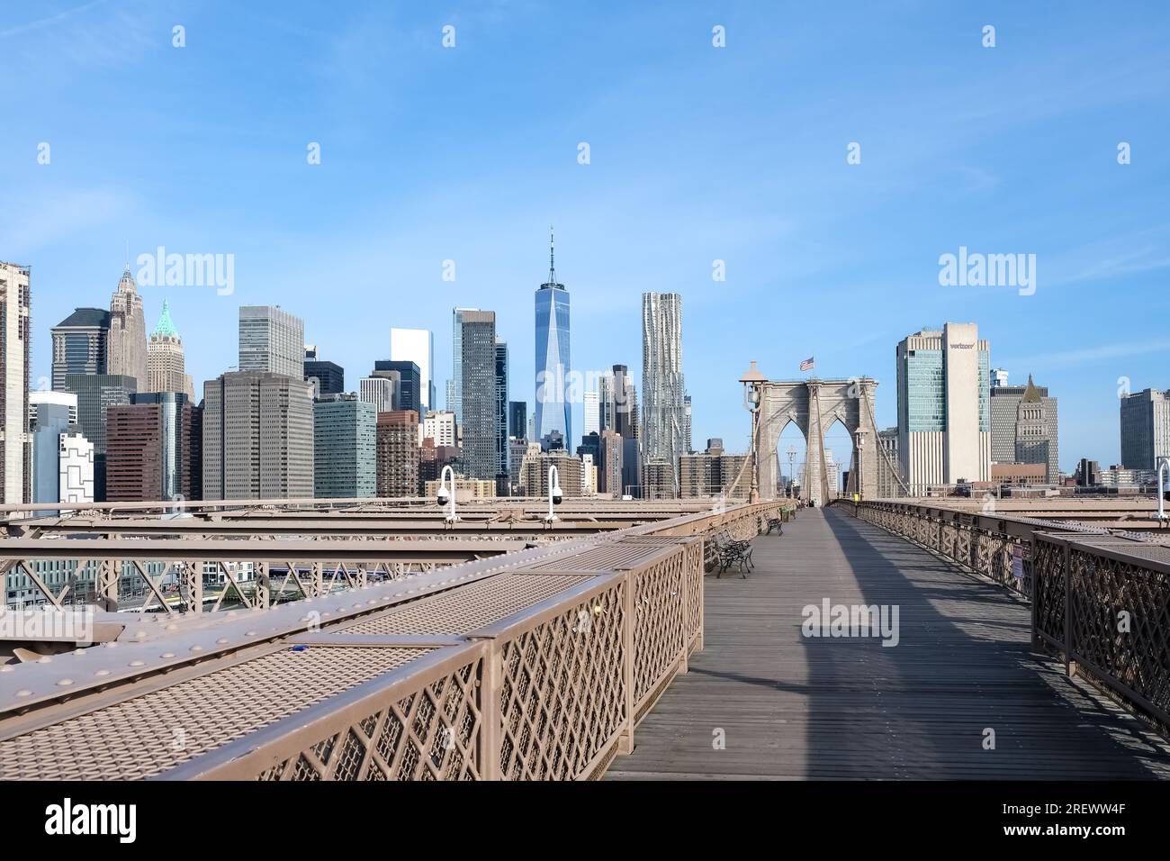 Architectural detail of the Brooklyn Bridge, a hybrid cablestayed