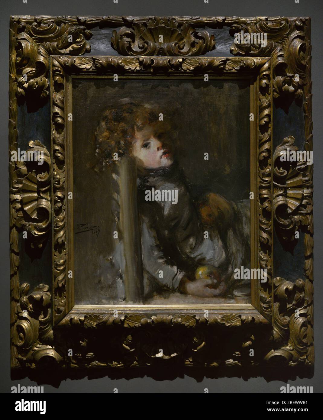 Ignacio Pinazo (1849-1916). Spanish painter. The Artist's Son, Ignacio, Seated, 1887. Oil on canvas, 65 x 53 cm. Prado Museum. Madrid. Spain. Stock Photo