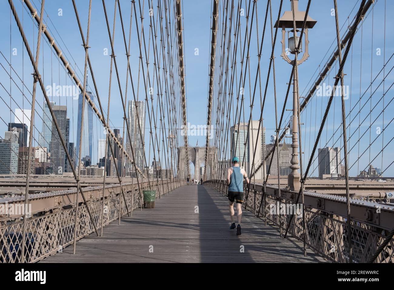 Architectural detail of the Brooklyn Bridge, a hybrid cablestayed