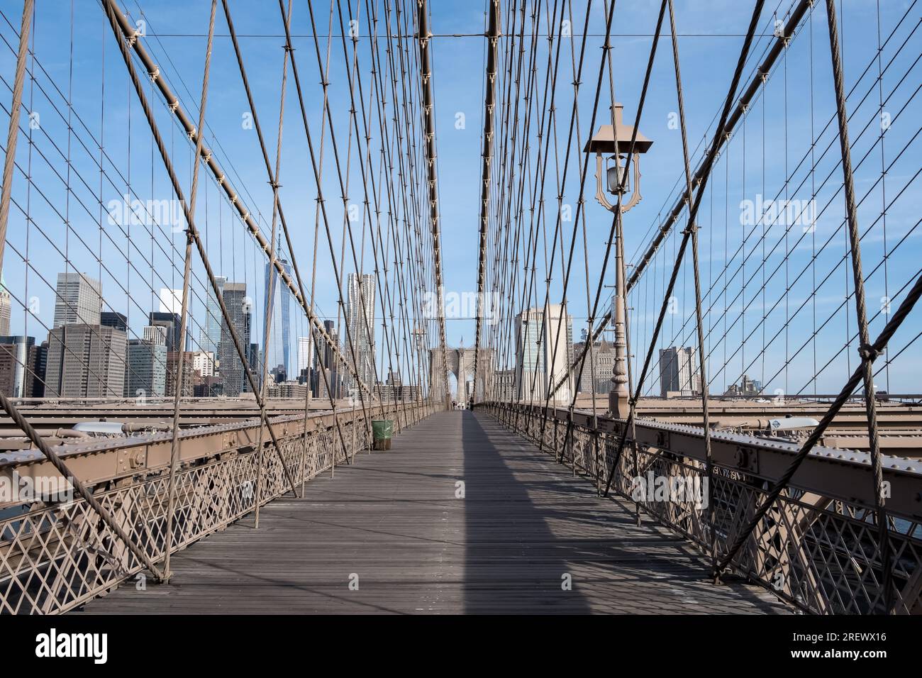 Architectural detail of the Brooklyn Bridge, a hybrid cablestayed