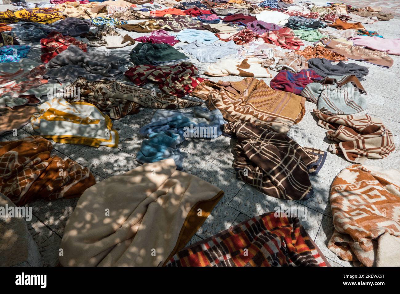 Blankets used by pilgrims at the Ostrog Monastery of the Serbian ...