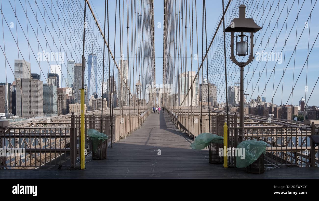 Architectural detail of the Brooklyn Bridge, a hybrid cablestayed