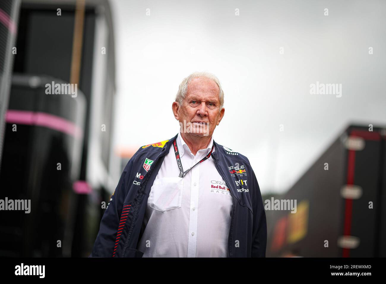 Spa-Francorchamps, Belgium. 30th July 2023. Helmut Marko driver advisor at Red Bull Racing former driver and head of Red Bull's driver development, during the Belgian GP, Spa-Francorchamps 27-30 July 2023 Formula 1 World championship 2023. Credit: Independent Photo Agency Srl/Alamy Live News Stock Photo