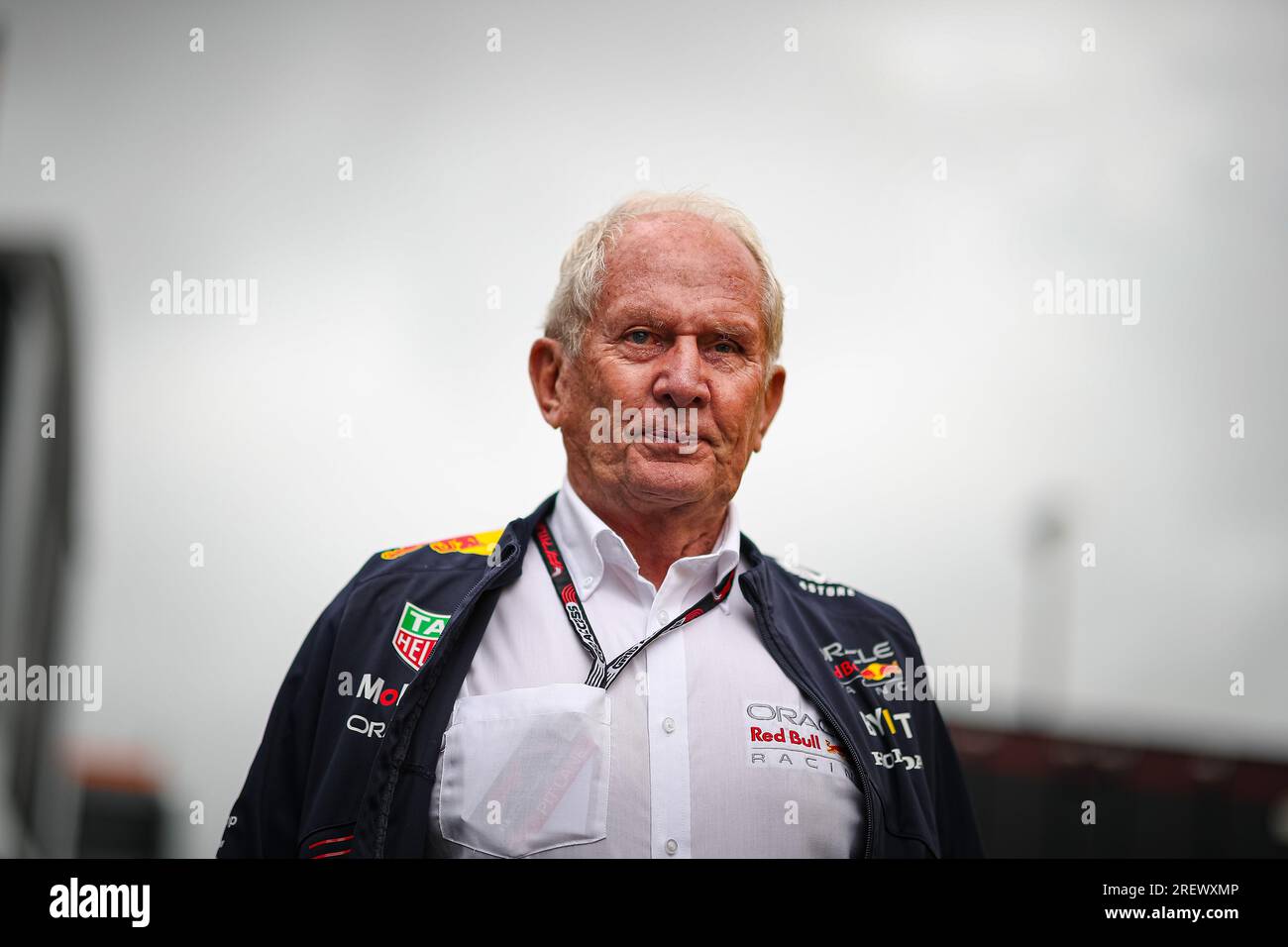 Spa-Francorchamps, Belgium. 30th July 2023. Helmut Marko driver advisor at Red Bull Racing former driver and head of Red Bull's driver development, during the Belgian GP, Spa-Francorchamps 27-30 July 2023 Formula 1 World championship 2023. Credit: Independent Photo Agency Srl/Alamy Live News Stock Photo