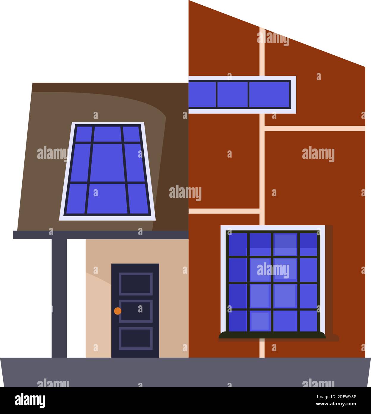 Modern house with big windows vector illustration Stock Vector