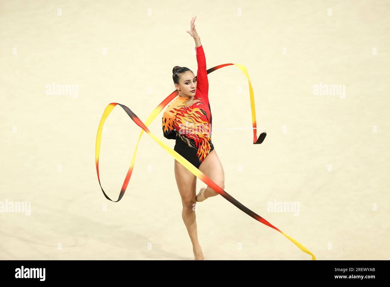 Zohra Aghamirova of Azerbaijan competes in the Individual Gymnastics  Qualification Round during the opening day of Baku 2017 - 4th Islamic  Solidarity Games at the National Gymnastics Arena. On Friday, May 12,