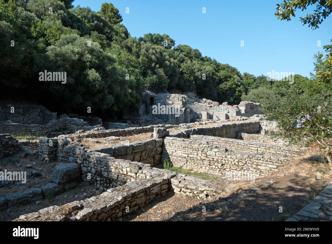 View of the archeological site of Butrint in Albania, an ancient Greek polis and Roman city. UNESCO World Heritage Site and National Park Stock Photo