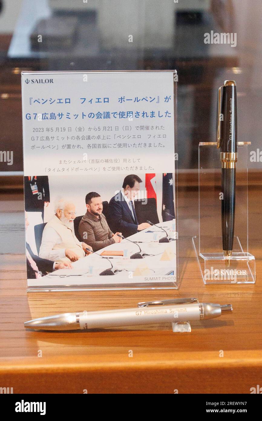 July 28, 2023, Hiroshima, Japan Samples of SAILOR's IroMiyabi