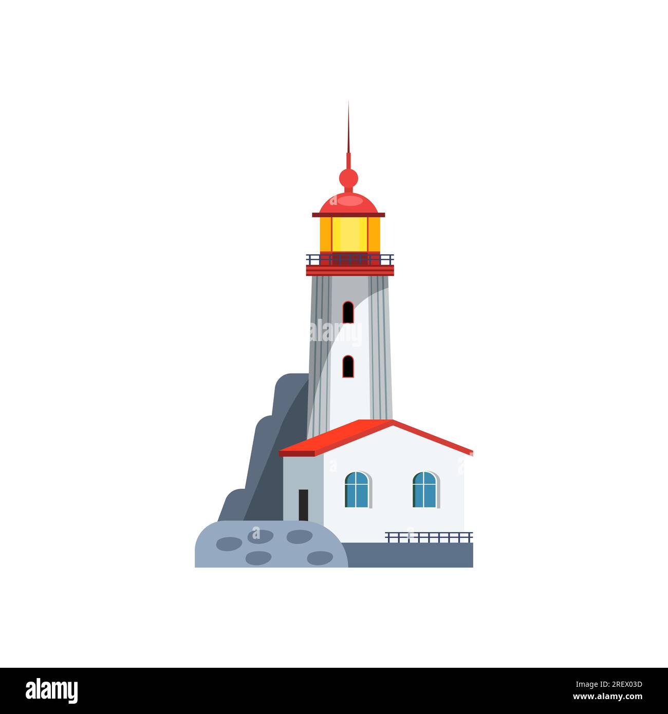 Lighthouse with small house Stock Vector Image & Art - Alamy