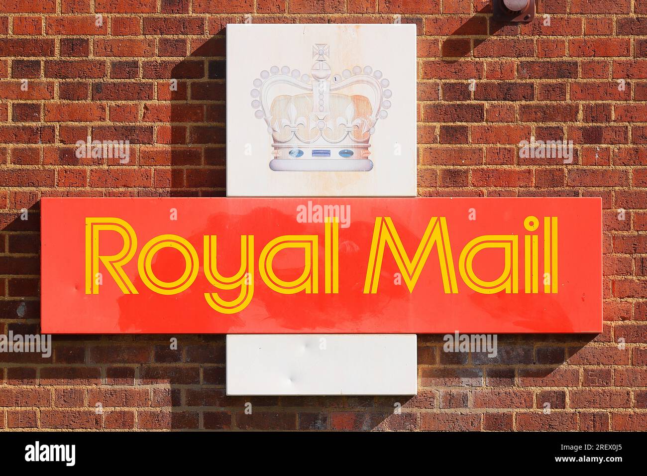 A Royal Mail sign outside of the sorting office in Hunslet,Leeds,West Yorkshire,UK Stock Photo