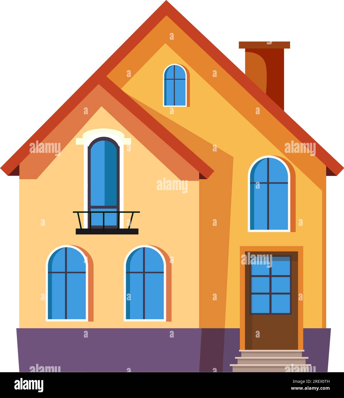 Three storey yellow house vector illustration Stock Vector Image & Art