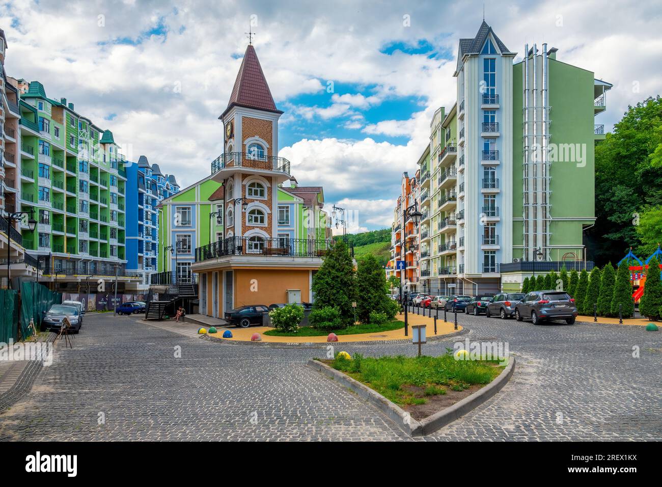20230703 Kyiv, Ukraine. New real estate houses on Podil district