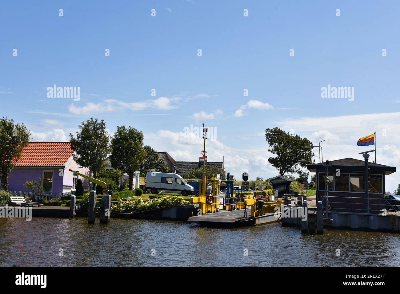 Den Helder, Netherlands. July 23, 2023. The ferry across the North Holland Canal at Stolperbrug. High quality photo Stock Photo