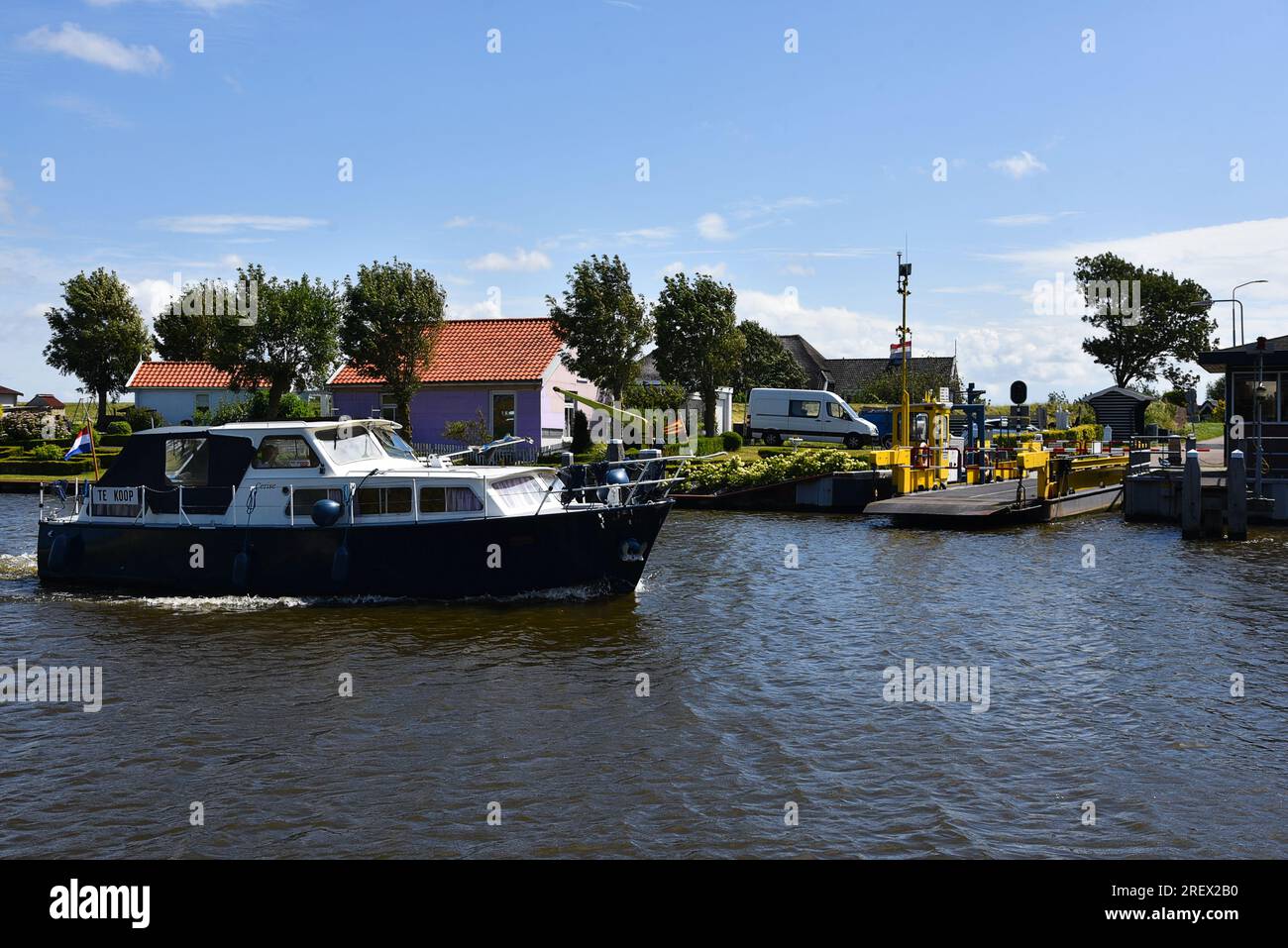 Den Helder, Netherlands. July 23, 2023. The ferry across the North Holland Canal at Stolperbrug. High quality photo Stock Photo
