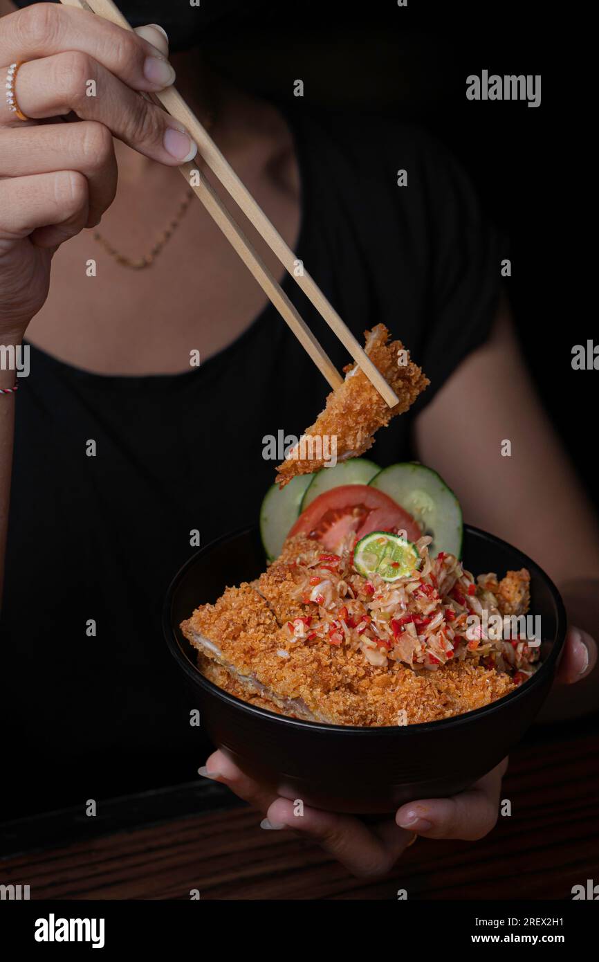 sushi and chicken rice bowl japanese food Stock Photo Alamy