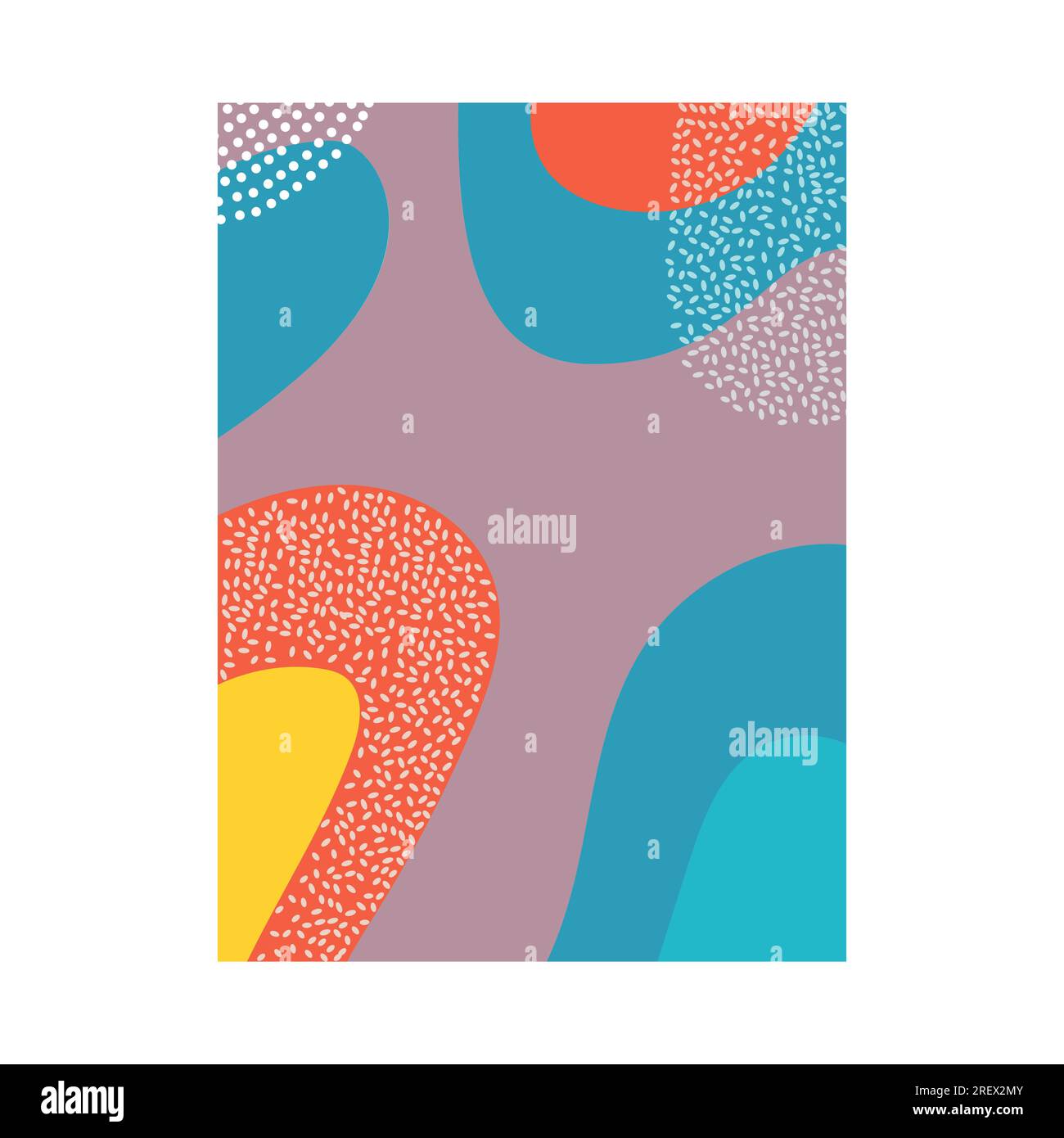 Colorful abstract graphic elements and rice-shaped dots Stock Vector