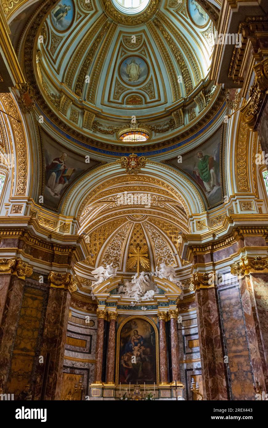 Rome, Lazio, Italy, The interior decoration of the church of saint anthony of the portuguese, (in Italian;  chiesa di sant'antonio dei portoghesi). Stock Photo
