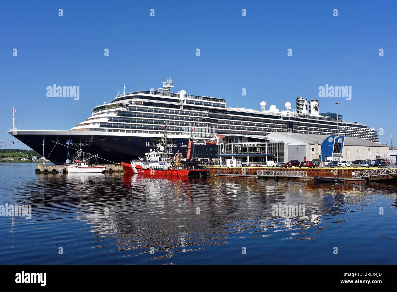 Sydney, Canada July 25, 2023 Cruise ship Zuiderdam of Holland Line America docked at the Port