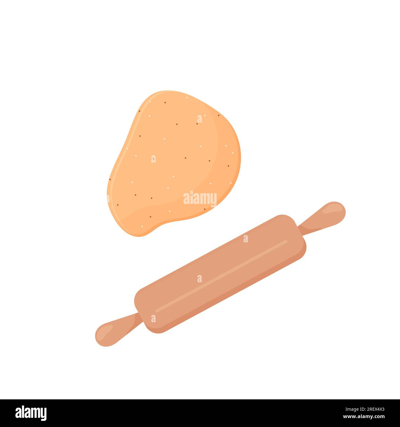 biscuit dough and rolling pin vector illustration rolled out Stock Vector