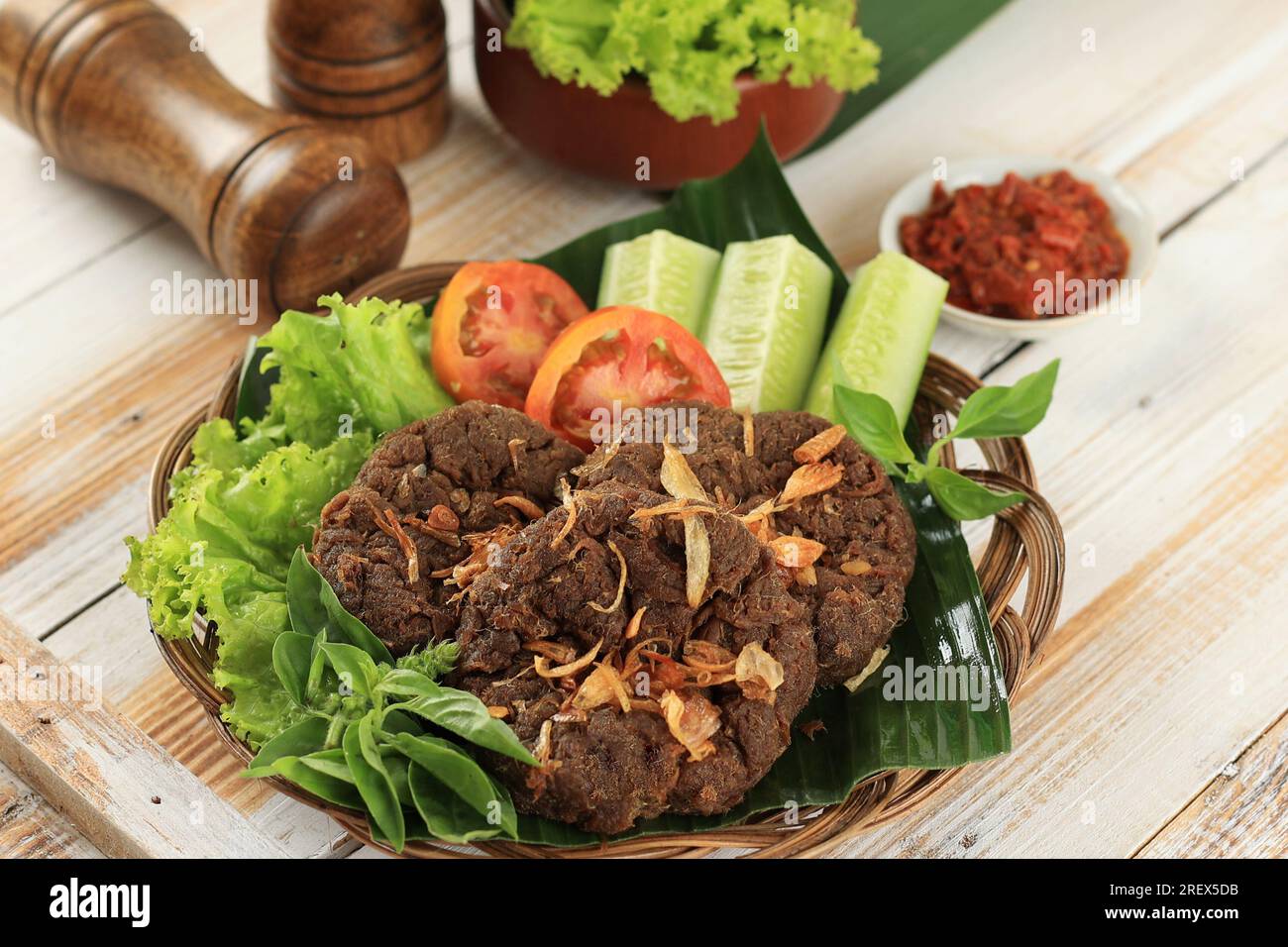 Gepuk Daging or Empal, Indonesian Fried Beef Floss, Traditional
