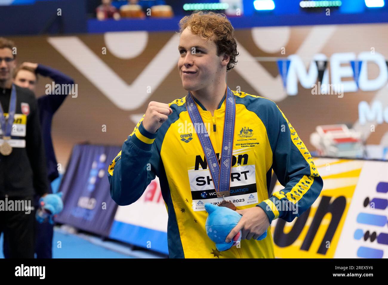 Bronze medalist Samuel Short of Australia celebrates during the medal